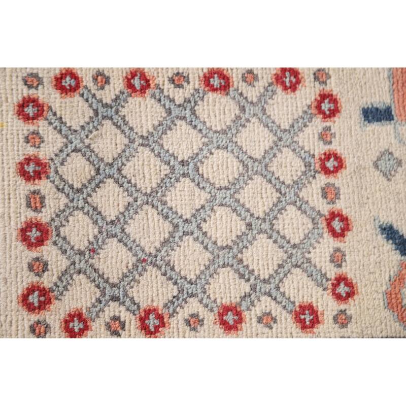 Hand Knotted Oriental 100% Wool Carpet Traditional Geometric Red Kazak Area Rug - 10' 0'' X 6' 4''