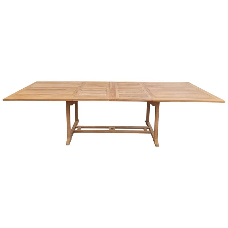 Teak Wood Santa Ana Rectangular Double Extension Dining Table, 78 to 118 inch