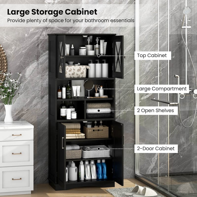 Costway Tall Bathroom Cabinet Large Floor Storage Cabinet with Acrylic - See Details