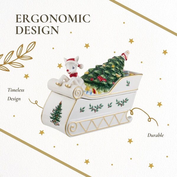 Spode Christmas Tree Rudolph Cookie Jar - 12