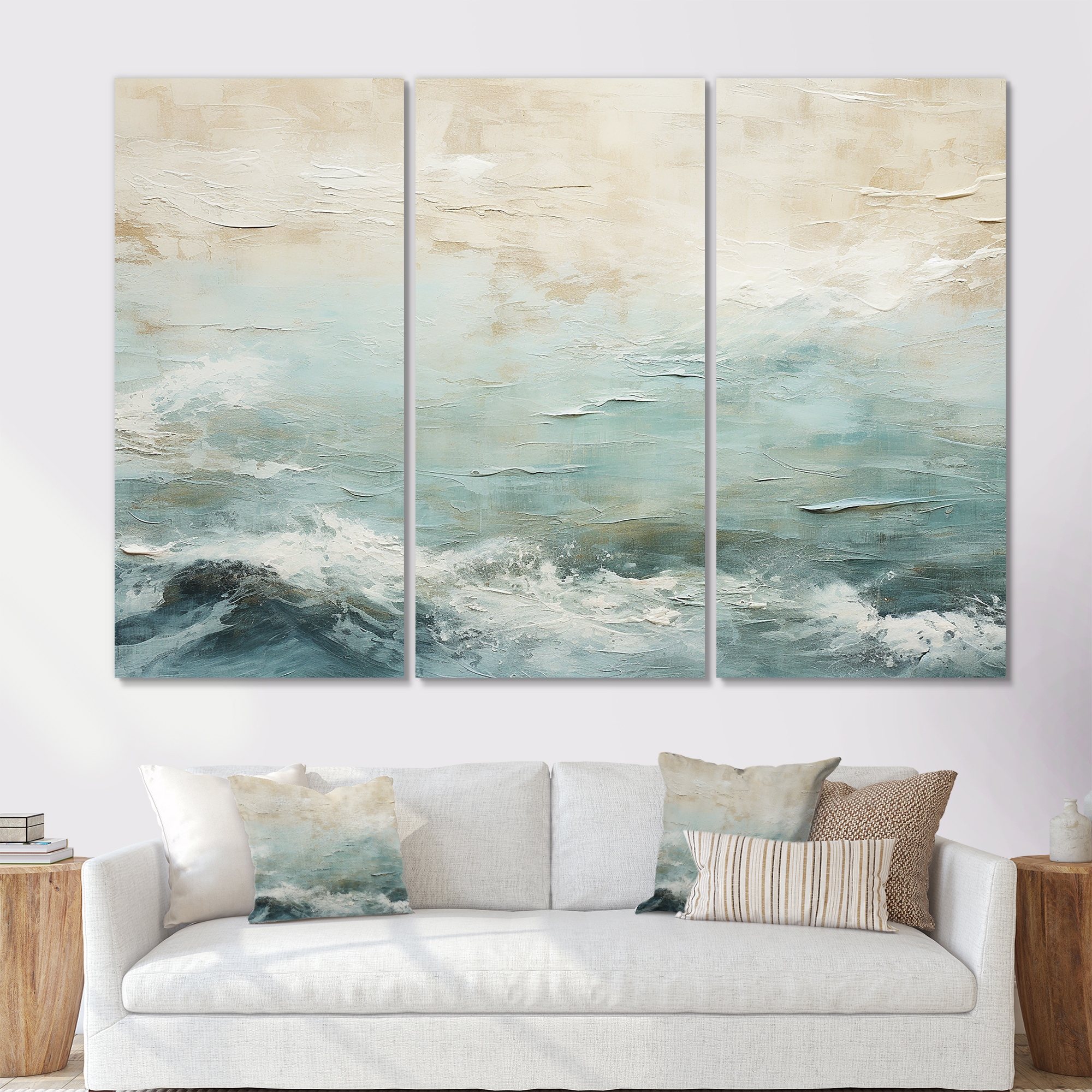 Blue and beige wall art discount