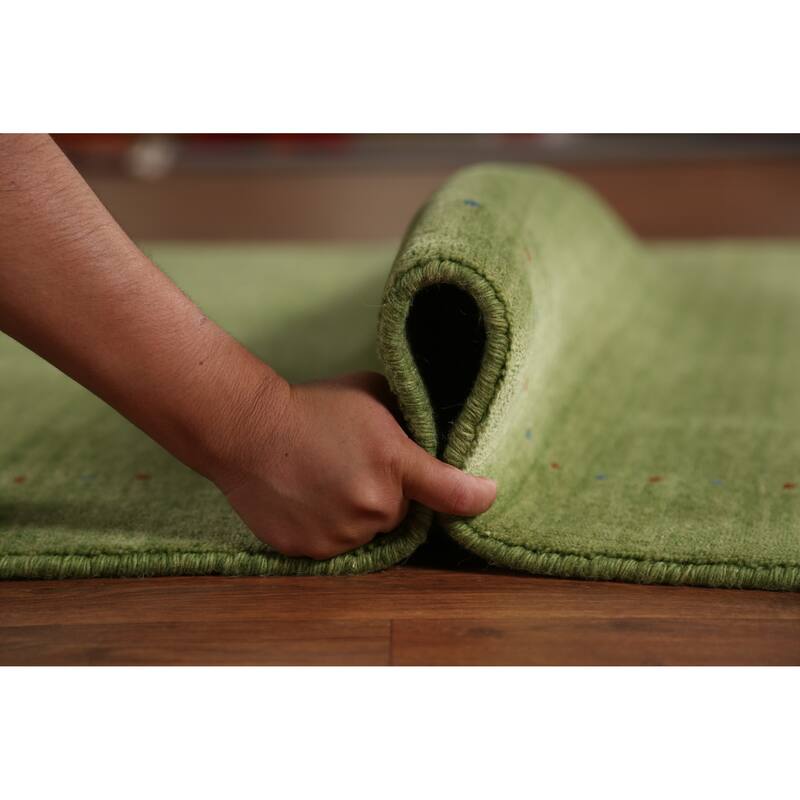 Hand Knotted Oriental 100% Wool Carpet Tribal Animal Pictorial Green Gabbeh Area Rug - 7' 7'' X 5' 4''