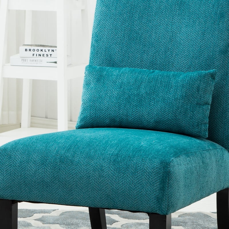 Porch & Den Vista Armless Chenille Accent Chair w/ Kidney Pillow