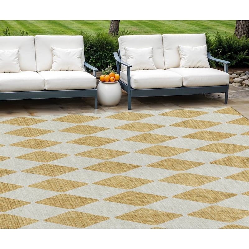HomeRoots Geometric Transitional Rectangle Outdoor Rug - 9' X 12'