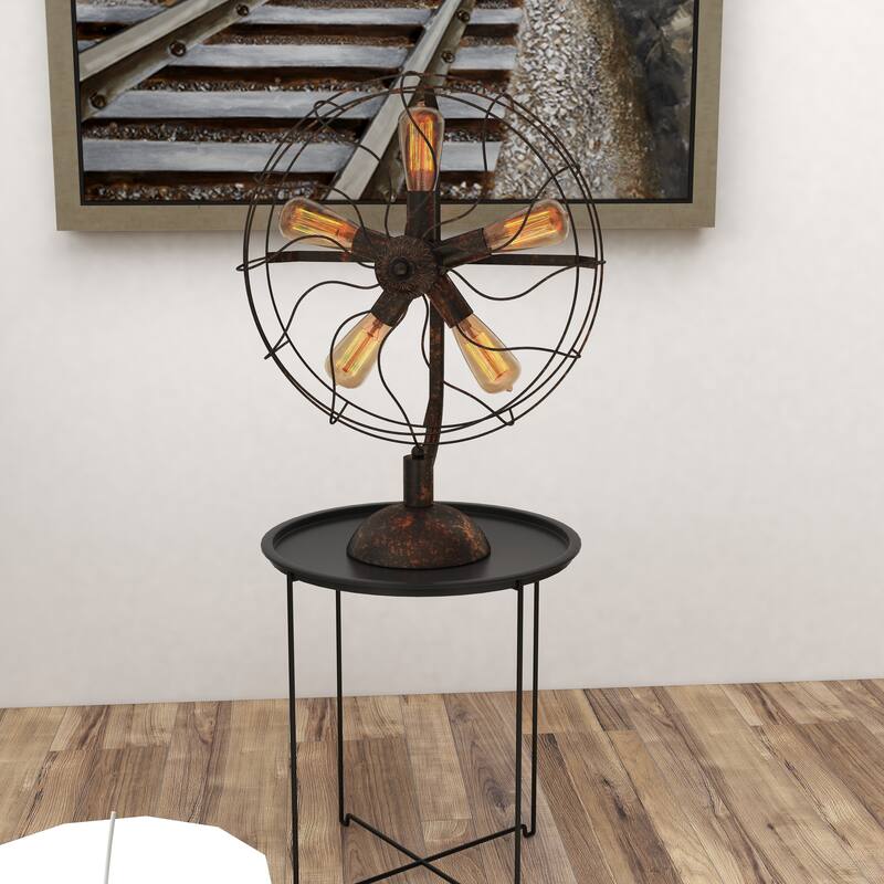 Bronze Metal Vintage Fan Shape 5 Light Accent Lamp - 18 x 24
