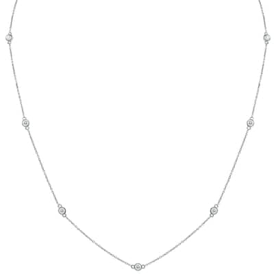 Marquee 1 1/2 Carat TW Bezel Set Diamond Station Necklace in 14K White Gold