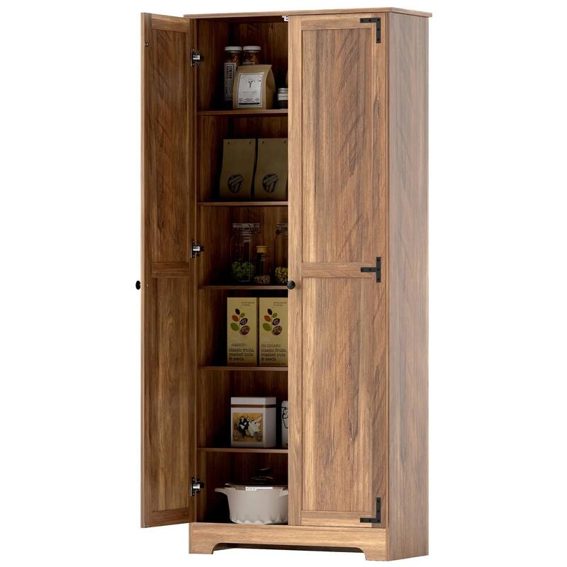 72" Farmhouse Pantry Cabinet, Freestanding Food Pantry Cabinet
