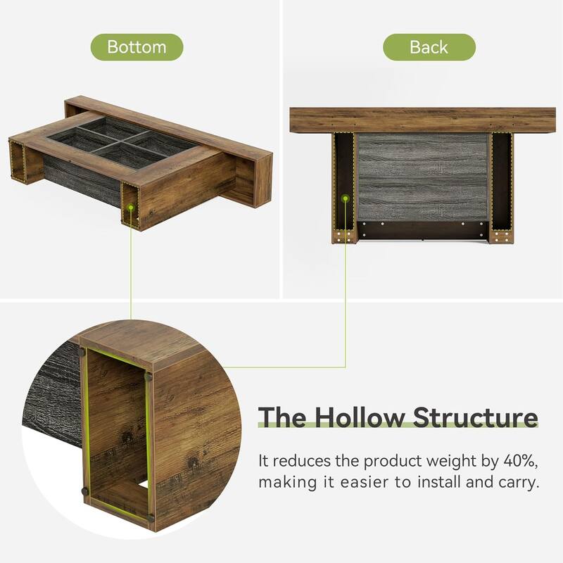 63" Console Table with 4 Storage Cubes, Farmhouse Entryway Table Sofa Table