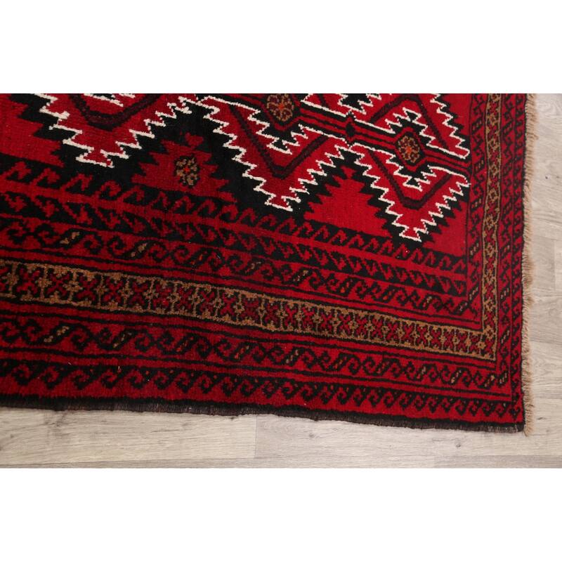 Geometric Balouch Afghan Oriental Area Rug Wool Handmade Foyer Carpet - 4'2" x 6'2"
