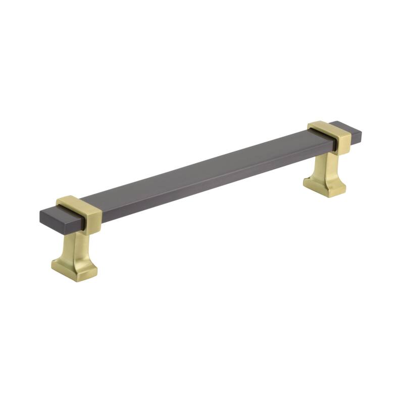Amerock Overton Cabinet or Furniture Pull - 6-5/16 in (160 mm) Center-to-Center - Black Chrome/Brushed Gold