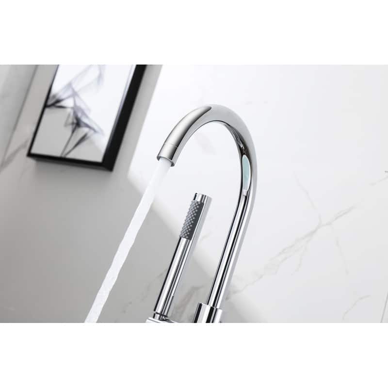 Indigo Home Floor Mounted Roman Tub Faucet with Handshower