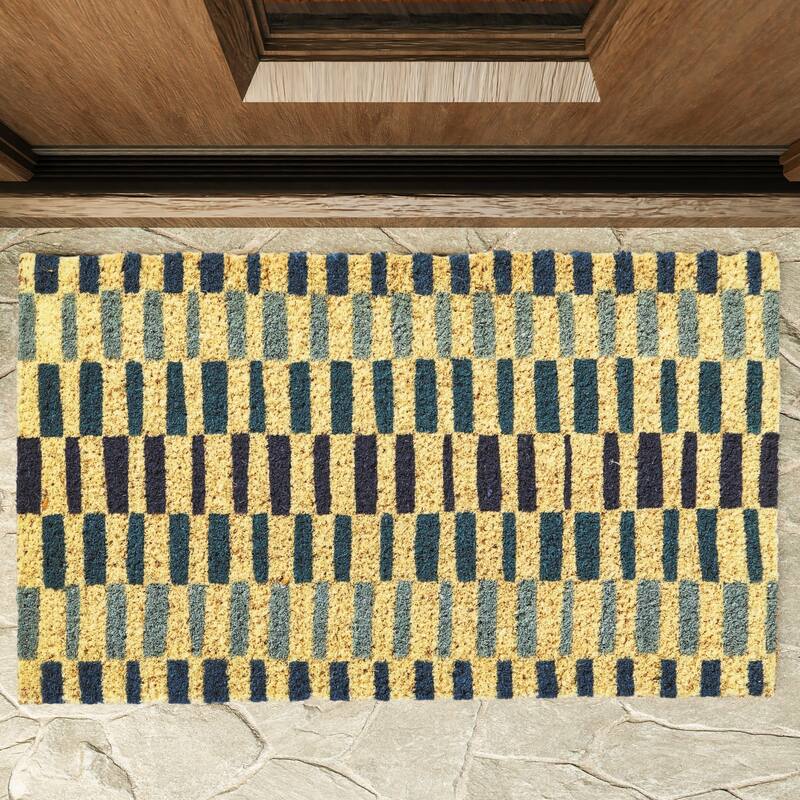 1'6" x 2'6" Summer Living Stripe Coir Mat Rectangle Indoor and Outdoor Coir Door Welcome Mat