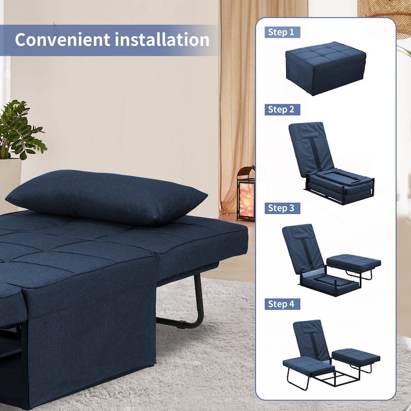 Ainfox Convertible Sofa Bed,4 in 1 Multi-Function Folding Ottoman Bed with Adjustable Backrest