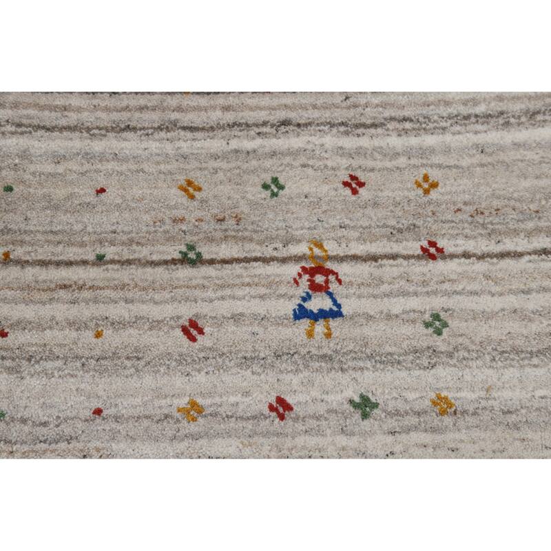 Striped Gabbeh Indian Area Rug Handmade Oriental Wool Carpet - 7'9" x 9'8"