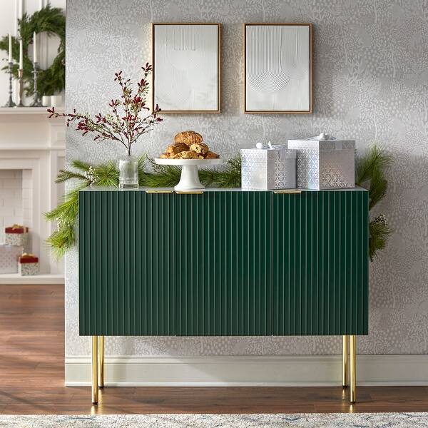 slide 2 of 13, Lifestorey Valen Channel Front Sideboard/Buffet with Adjustable Shelves Dark Green