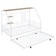 preview thumbnail 66 of 78, Metal House Bed with Trundle, Twin/Full Size Daybed Playhouse Bed with Bulit-in Storage Shelves and Metal Grid for Kids Teens