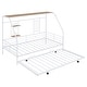 preview thumbnail 6 of 38, Metal Twin Size House Bed with Trundle and Built-in Shelf and Grid,Kids and Baby