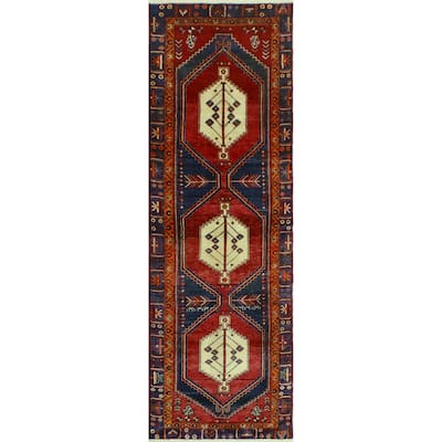Noori Rug Fine Vintage Distressed Kristoph Red/Navy Runner - 3'1" x 9'5"