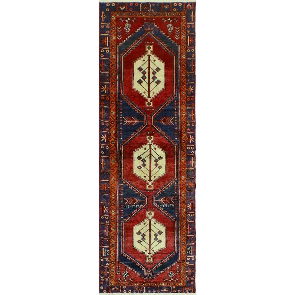 Noori Rug Fine Vintage Distressed Kristoph Red/Navy Runner - 3'1" x 9'5"