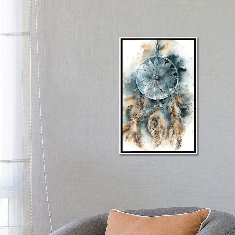 iCanvas "Dreamcatcher In Teal And Amber" by Sophie Rodionov Framed Canvas Print