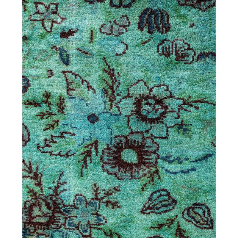 Overdyed One-of-a-Kind Hand-Knotted Area Rug - Green - 2' 8" x 12' 1"