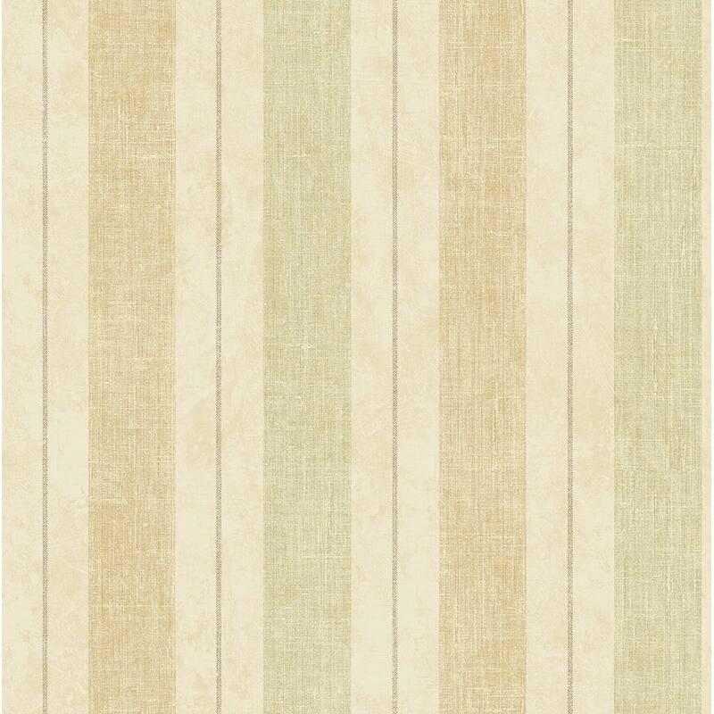 Seabrook Design Demeter Stripe Faux Unpasted Wallpaper - 20.5 in W x 33 ft. L - Metallic Khaki & Moss