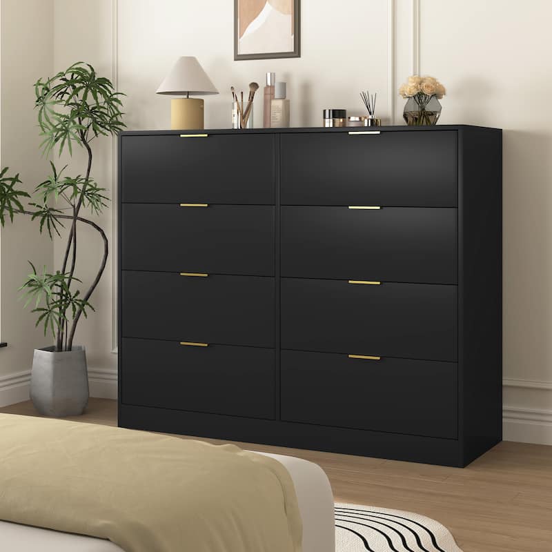 8 Drawers Dresser, Wood Bedroom Dresser Modern Drawer Chest, 8 Chest of Drawer, Tall Dresser for Closet, Dressers Organizer