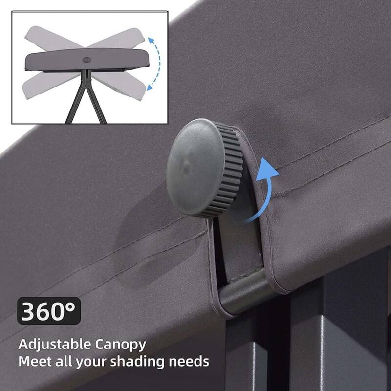 PURPLE LEAF 3-seat Outdoor Patio Porch Swing Adjustable Backrest, Cushions and Pillow Included - N/A