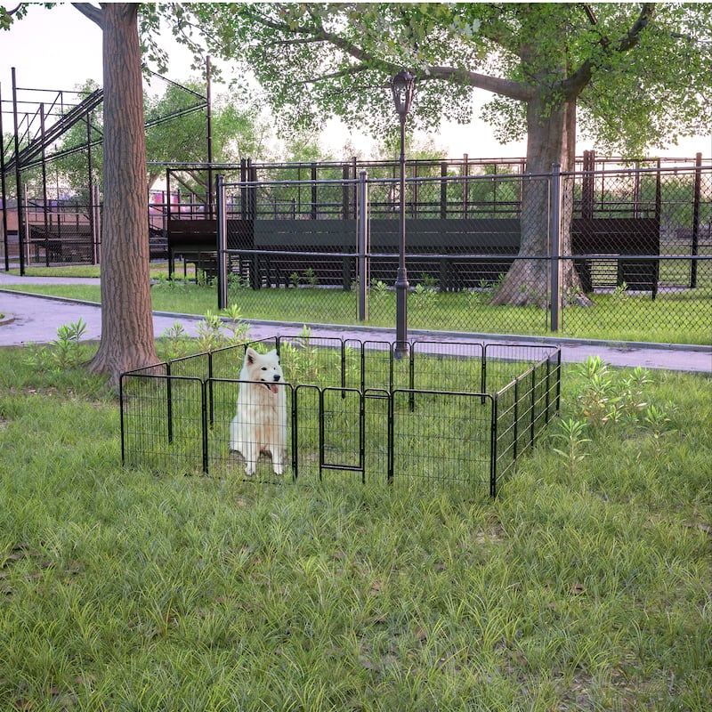 Dog Playpen - 16-Panel Outdoor Pet Fence with Doors, Portable Exercise Pen for All Dog Sizes, Yard, RV & Camping