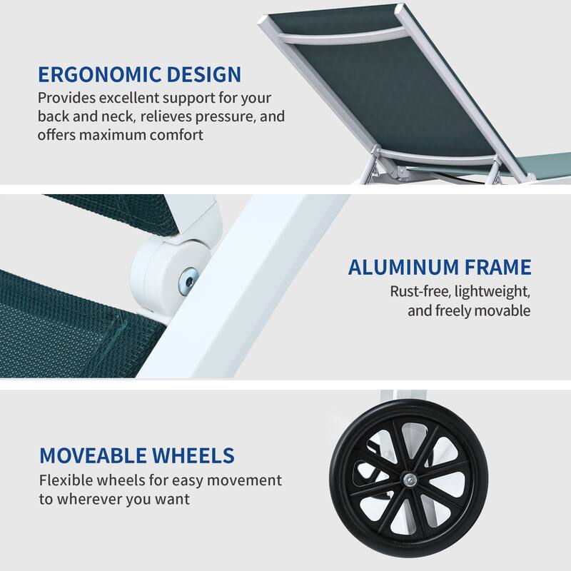 Outdoor Sun Loungers With Wheels, Adjustable Sun Loungers By The Pool
