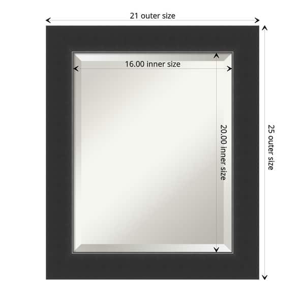 dimension image slide 2 of 4, Beveled Wood Bathroom Wall Mirror - Corvino Black Frame