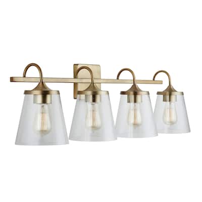 Jayne 4-light Bath/ Vanity Fixture w/ Clear Seeded Glass