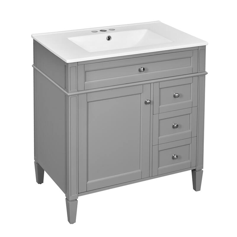 30" Bathroom Vanity with Mirror, Sink, and Storage Cabinet