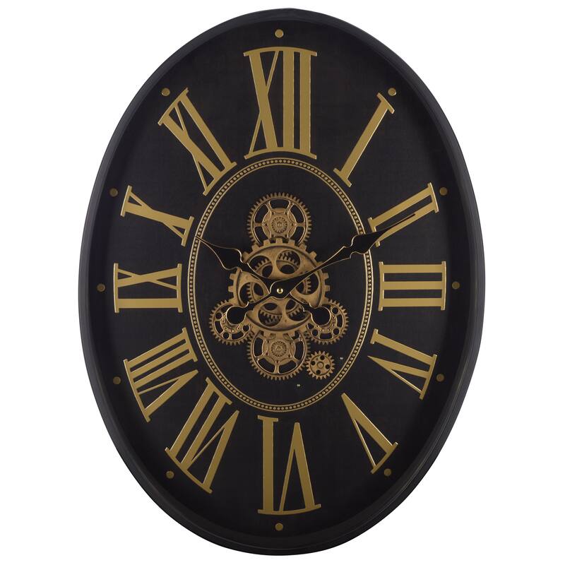 SEI Furniture Crosby Oval Roman Gear Clock - 25"W x 3"D x 19"H