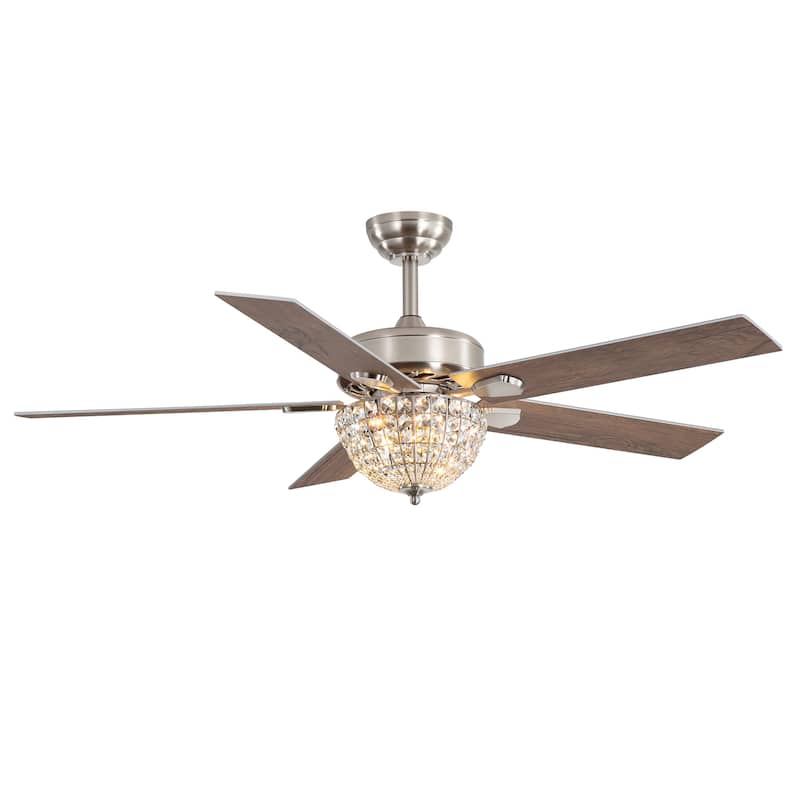 52" Modern 5-Blade Chandelier Ceiling Fan with Light and Remote