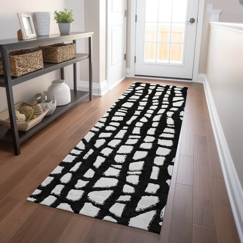 Premium Washable Super Soft Contemporary Cobble Mayfield Rug - Black - 2' 3" x 7' 6"