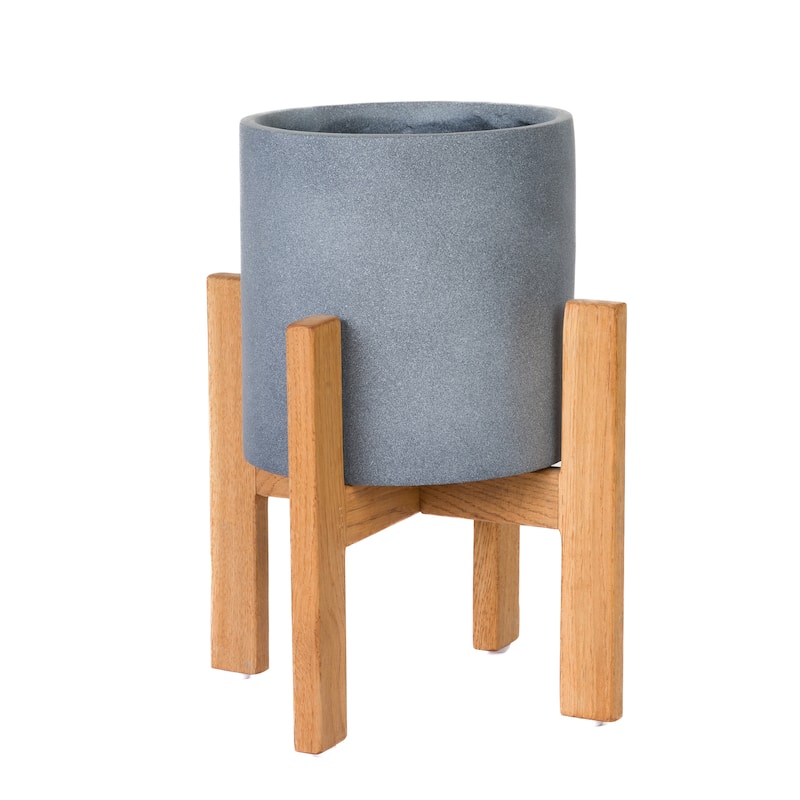 Rowan Modern Outdoor Planter - 14"H x 8"W - Grey