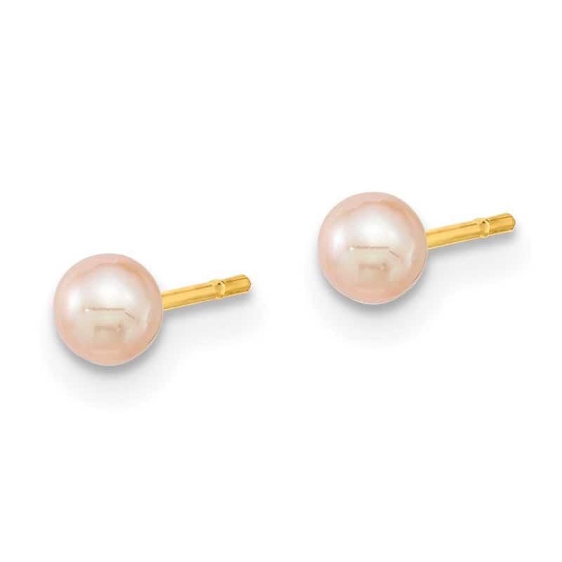 Curata 14k Yellow Gold 8.5x7mm Butterfly Freshwater Cultured Pearl and Hoop 3 Pair Earrings
