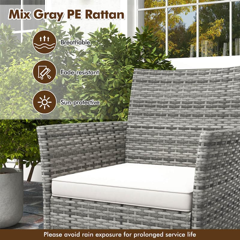 Costway Set of 2 Patio Rattan Arm Dining Chair Cushioned Sofa - See Details