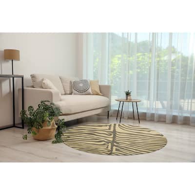 GRAY Transitional Stripe Modern Tufted Area Rug - Elegant and Timeless Design - 6' x 6'