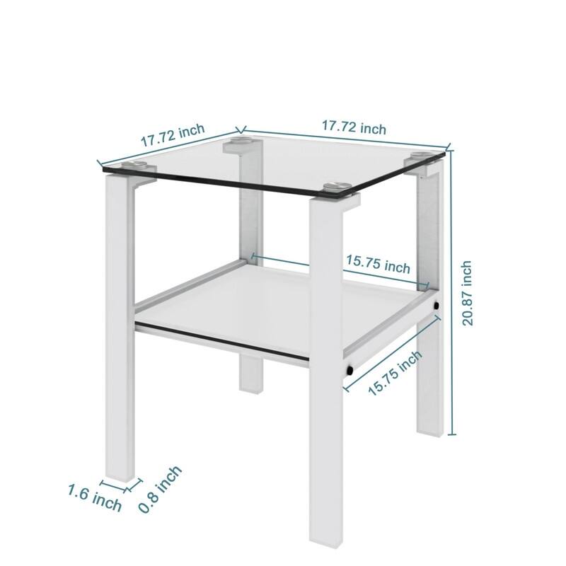 2-Piece 2-Layer Glass Side Table