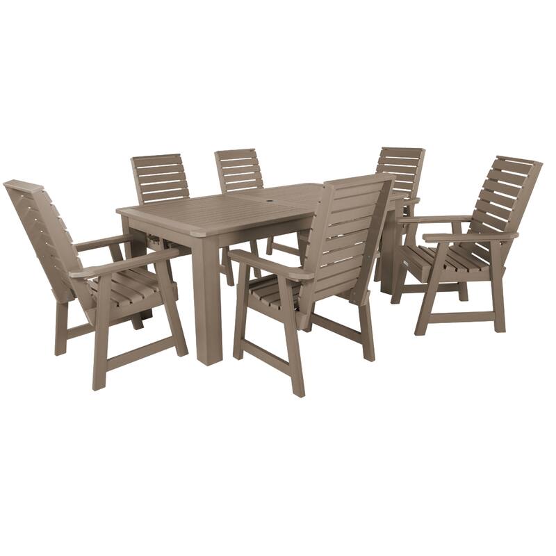 Weatherly 7-piece Outdoor Dining Set - 42" x 72" Table, Dining-height - Woodland Brown