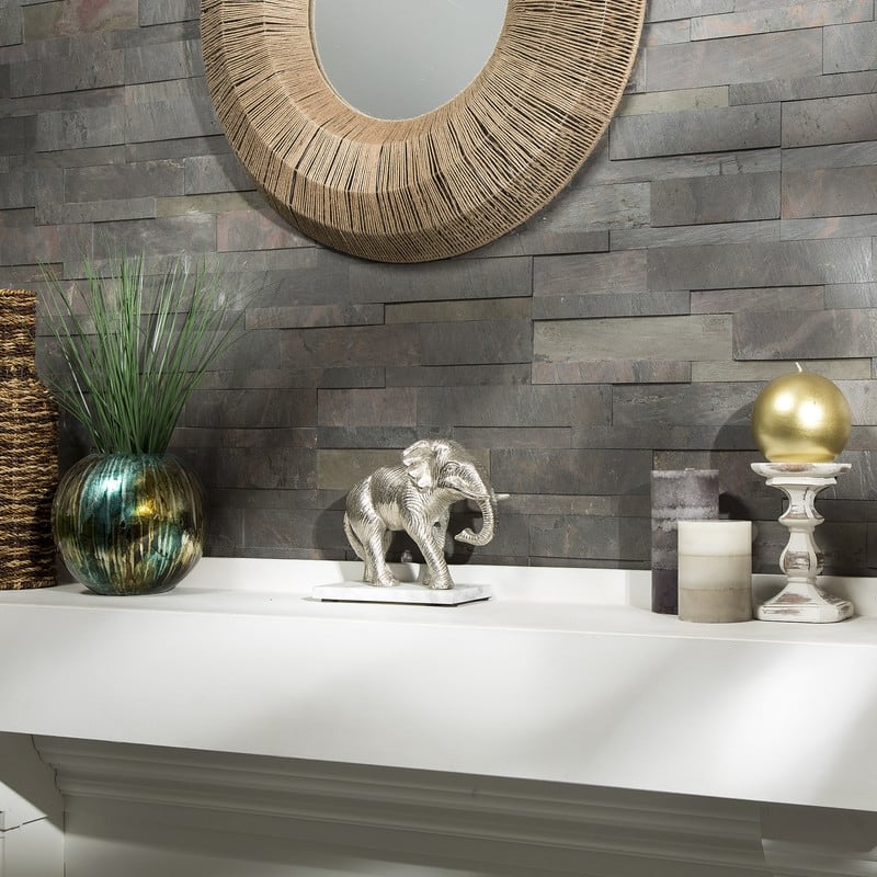 Aspect Peel and Stick Raised Stone Overlay Kitchen Backsplash Panel