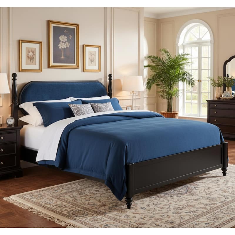 Christopher Knight Home - Alderwick Modern Upholstered Headboard Wood Low-Profile Platform Bed with Slatted Support