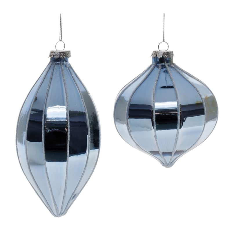 Metallic Finish Glass Christmas Ornaments - 6.75" - Blue - 6ct