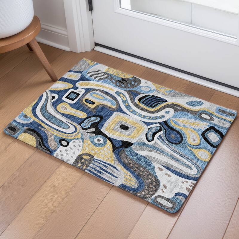Machine Washable Indoor/ Outdoor Modern Picasy Chantille Rug