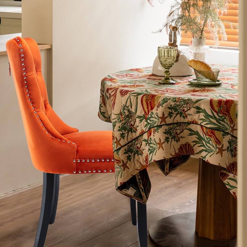 Tufted Naliheads Solid Wood Upholstered Dining Chairs (Set of 2)