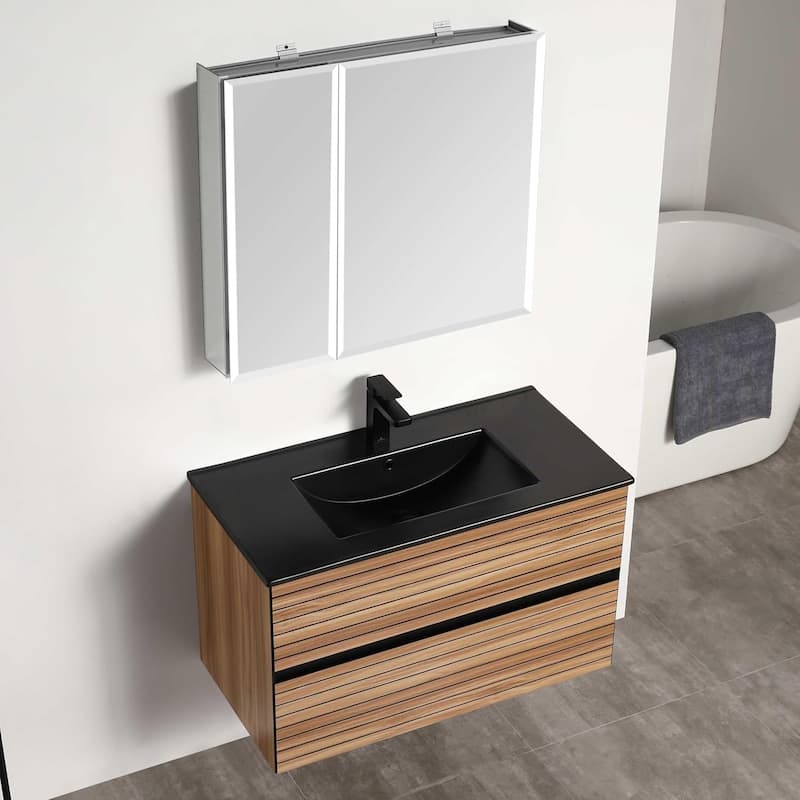 Blossom Annecy 36" Floating Bathroom Vanity with Black Ceramic Sink