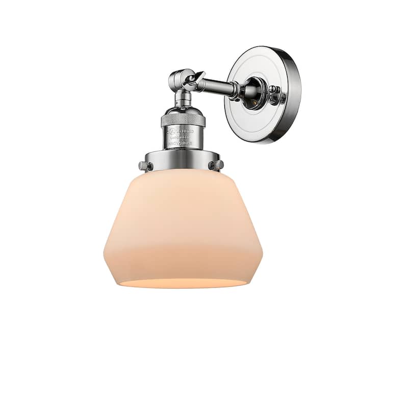 Innovations Lighting Fulton Single Light 11" Tall Bathroom Sconce with - Polished Chrome / Matte White Cased