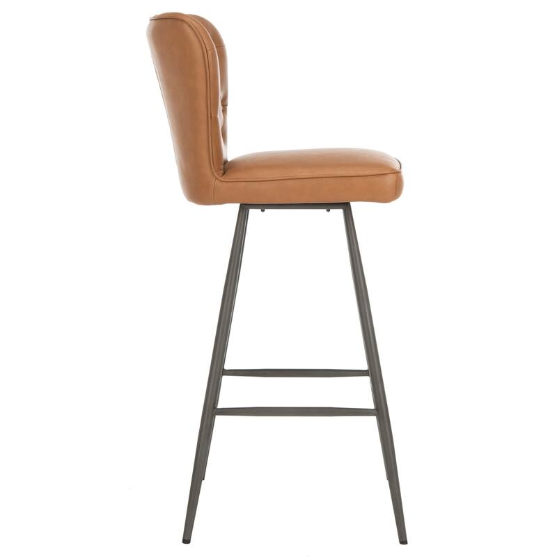 SAFAVIEH Liberty -30 Inch Burgundy Bar Stool (Set of 2) - 16.9" x 21.7" x 46.1" - 17Wx22Dx46H